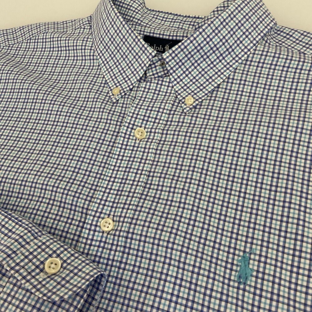 Ralph Lauren Men's Classic Fit Blue Plaid Classic Fit LS Button‎ Down Size 2XL